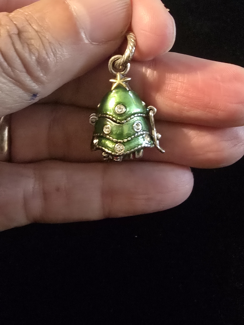 BRIGHTON CHARM Christmas Tree Green and Gold Charm Pendant - Picture 2 of 6
